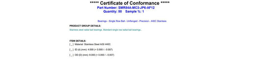 Need a CoC -Certificate of Conformance?