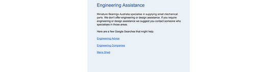 Engineering Assistance Information
