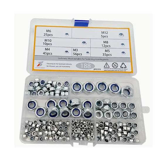 All Assortment Kits - Selection Nuts 188 - 304 Stainless Nylon Insert Lock Nuts - Stainless Steel 304 Similar to A2, 18-8 HRB80