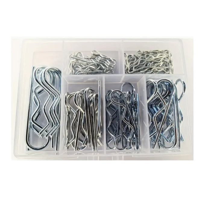 All Assortment Kits - Selection R-Clips 100 - Selection of Metric Hitch Pins / R-Clips - Zinc Plated Steel