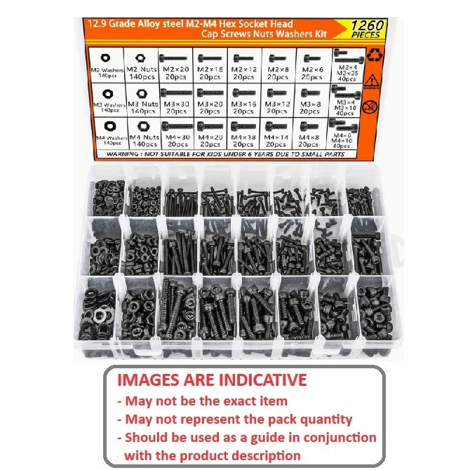 1063755 | AST-CAP-M-1260 --- Small Parts Assortment Kits - Selection Screws 1260 - Metric Cap Screws, Washers and Nuts - Alloy Steel