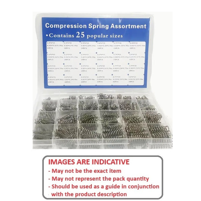 1148635 | AST-SPR-COM-S2-0420 --- Small Parts Assortment Kits - Selection Springs 420 - 24 sizes of Metric Stainless Compression Springs - 302 Stainless Steel