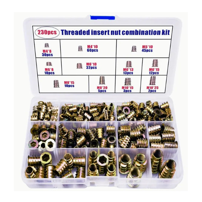 All Assortment Kits - Selection Inserts 230 - Threaded Wood inserts - Steel