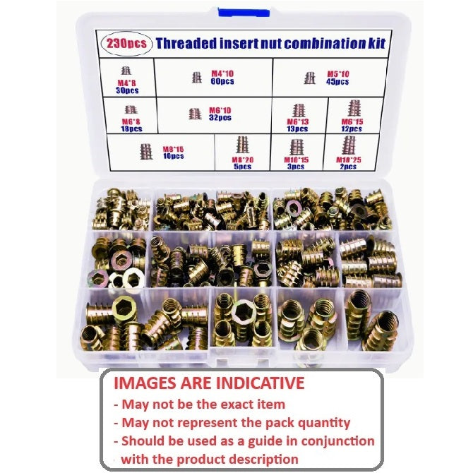 1118418 | AST-TIW-0230 --- Small Parts Assortment Kits - Selection Inserts 230 - Threaded for Wood - Steel