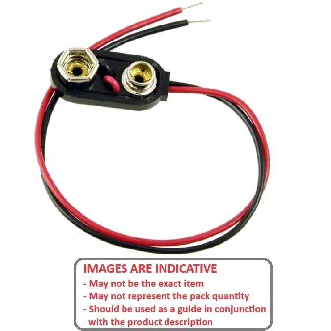 1000093 | BAT-HOL-9V-WSQ (2 Pcs) --- Holders Battery Accessories - 9V Snap On 9V Battery - - - Plastic