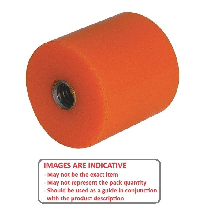 1161372 | AU-813RS (4 Pcs) --- Cylindrical Female Thread Bumpers - 50.8x31.75 mm - 3/8-16 UNC - 9.53mm - - Polyurethane Bumper