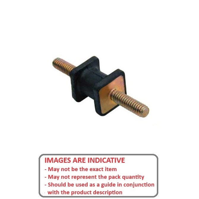 1100742 | CMM013-14-042C-R60SQ --- Square Base Bobbin Mounts - 12.7x14.3 mm - 8-32 UNC - 32 TPI - - Natural Rubber Mount