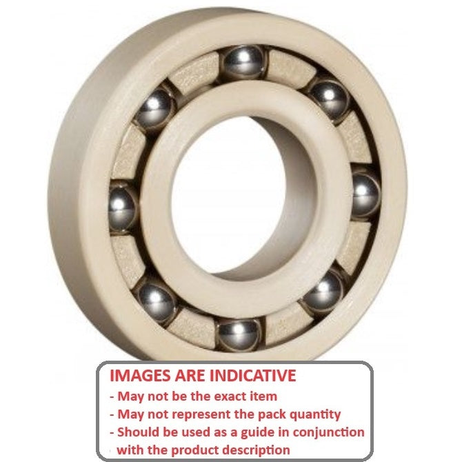 1134233 | P-R16A-PKS6 --- Plastic Bearings - 25.4x50.8x12.7 mm - PEEK with Stainless Steel 316 Balls Bearing