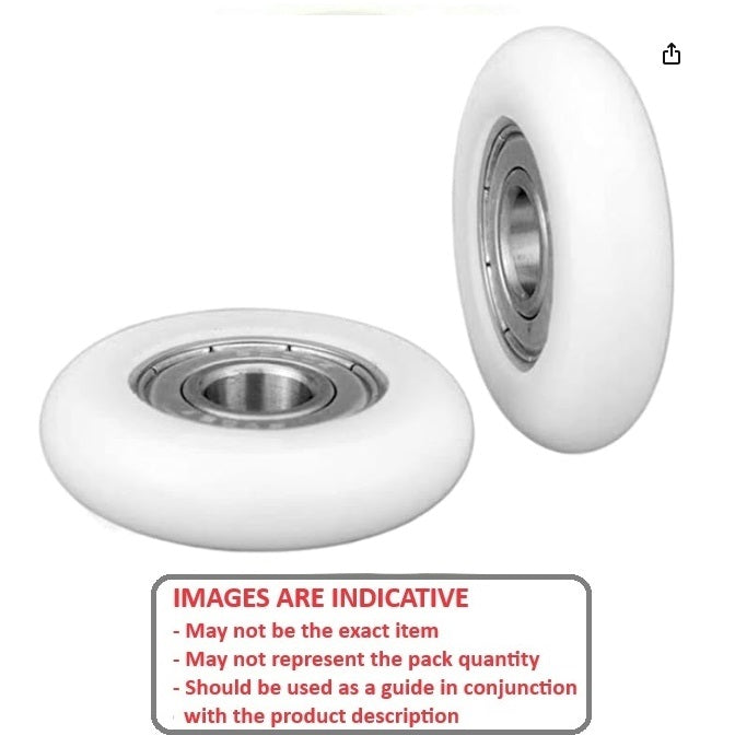 1145561 | NRVS-0350-080-W-ZZ (1000 Pcs) --- Nylon Tyre Through Bore Convex Rollers - 35x8x7 mm - Stainless Steel AISI 420C and Acetal Roller