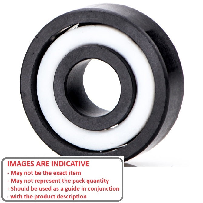 1045121 | CSN-623-TTS-MC34-PK-DRY --- Single Row Ball Bearings - 3x10x4 mm Unflanged - Ceramic Silicon Nitride - PEEK Cage - PTFE Seals Bearing