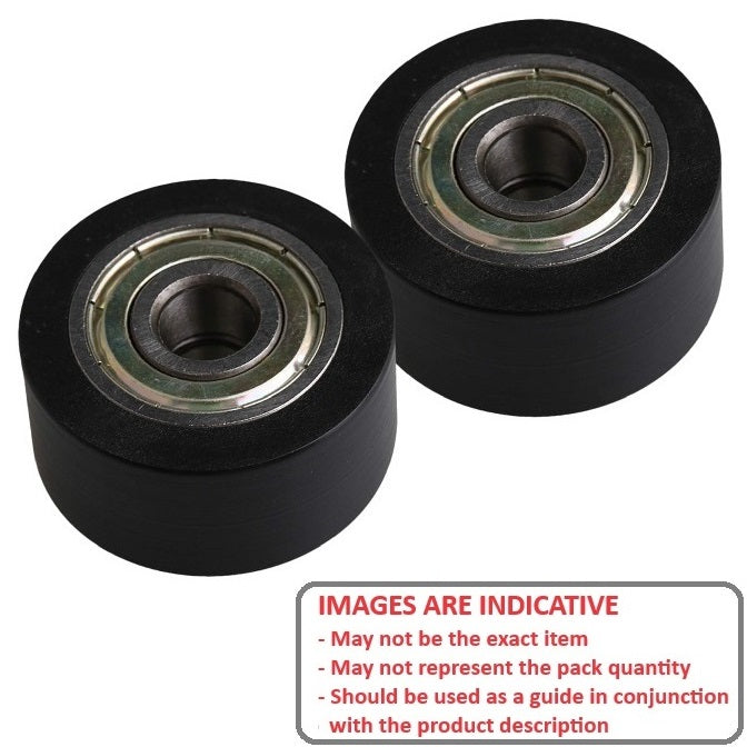 1130489 | NR-0250-060-180-B-ZZ (2 Pcs) --- Idler with Bearing Rollers - 25x6x18 mm - Nylon Covered Chrome Steel Roller