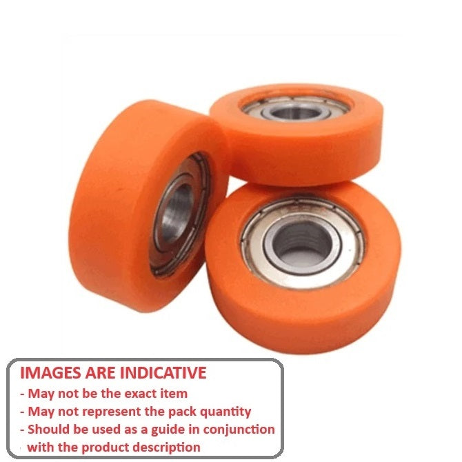 1125731 | NR-0220-060-070-O-ZZ (2 Pcs) --- Idler with Bearing Rollers - 22x6x7 mm - Nylon Covered Chrome Steel Roller