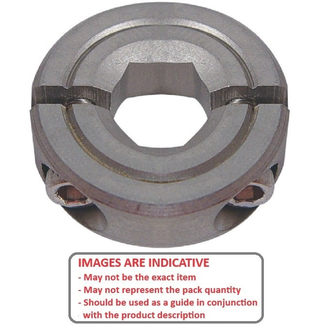 1072216 | COH-00635-021-06-2P-S3 --- Hex Bore Collars - 6.35x20.7x6.4 mm Two Piece - Stainless Steel 303/304 Similar to A2, 18-8 HRB80 Collar
