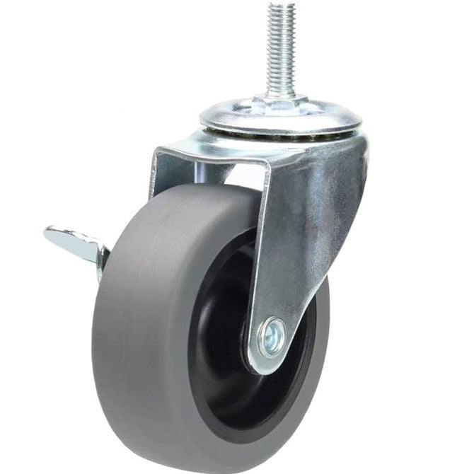 1159092 | RWC-S2714B (4 Pcs) --- Bolt Castors - Wheel Diameter 50 Swivel with Brake 30 mm - Grey Rubber - Non Marking Castor