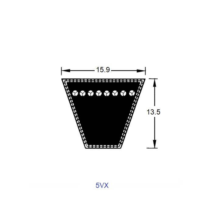 1219423 | BV16-01016-5VX400 --- Wedge Belts - 1016 mm - - - 15.9 x 13.5mm Notched 5VX - Natural Rubber - Fabric Jacket Belt