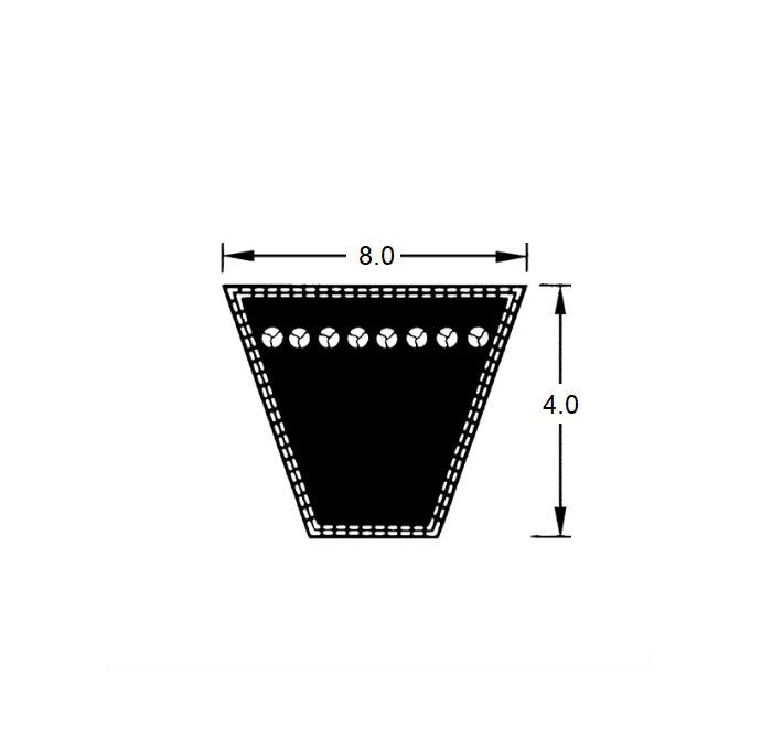 1219747 | BV08-01200 (2 Pcs) --- Vee Belts - 1200.0 - 47.2 in. - mm 8.0 x 4.0mm - Natural Rubber - Fabric Jacket Belt