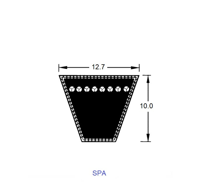 1221029 | BV12-02580-SPA2580 --- Wedge Belts - 2580.0 - 101.6 in. - mm - - - 12.7 x 10.0mm - Natural Rubber - Fabric Jacket Belt