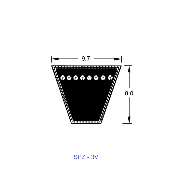 1219349 | BV10-00991-3V400 --- Wedge Belts - 990.9 mm - 9.7 x 8.0mm - Natural Rubber - Fabric Jacket Belt