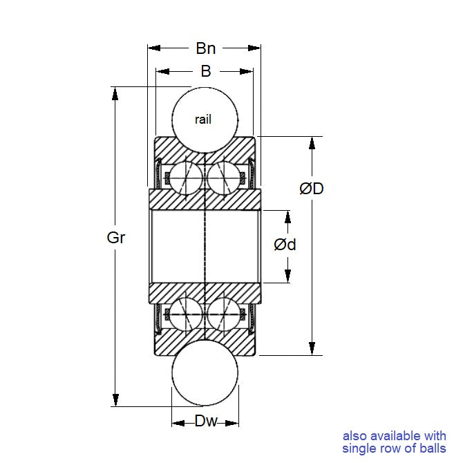 1062090 | DRA-WMR175-2RS-GP-ECO (200 Pcs) --- Grooved OD Bearings - 5x17x7 mm / 8 mm Gothic Groove - Chrome Steel SAE 52100