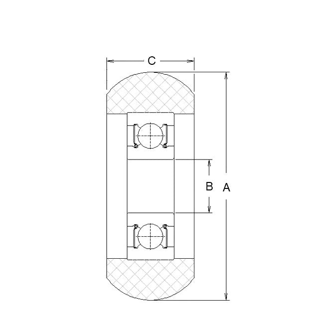 1145561 | NRVS-0350-080-W-ZZ (1000 Pcs) --- Nylon Tyre Through Bore Convex Rollers - 35x8x7 mm - Stainless Steel AISI 420C and Acetal Roller