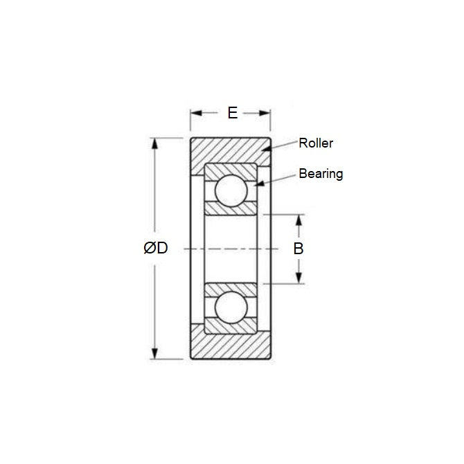 1130472 | NR-0250-060-070-W-ZZ (2 Pcs) --- Idler with Bearing Rollers - 25x6x7 mm - Nylon Covered Chrome Steel Roller
