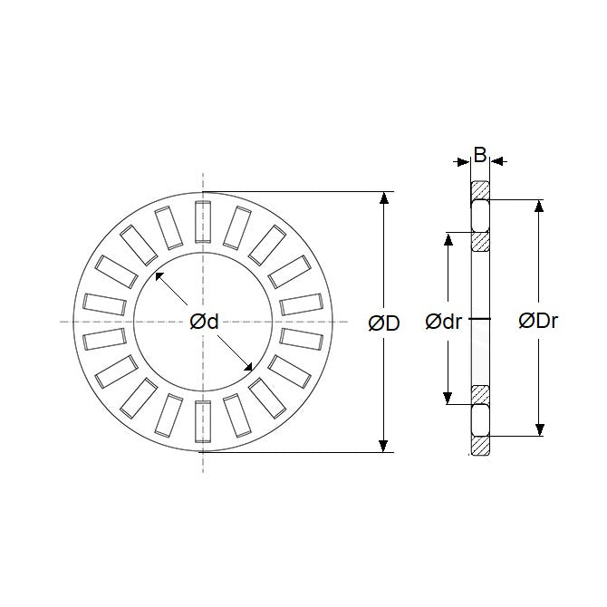 1106089 | T-0143-0254-RC --- Thrust Roller Bearings - 14.27x25.4 mm - Rollers and Cage / 1.98 mm Cage and Rollers Only - Carbon Steel Bearing