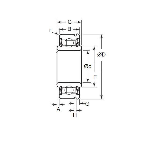 1142626 | WR14140A-ZZN --- Single Row Ball Bearings - 31.75x65.088x19.05 mm / 22.225 mm with Snap Ring - Chrome Steel SAE 52100 Bearing