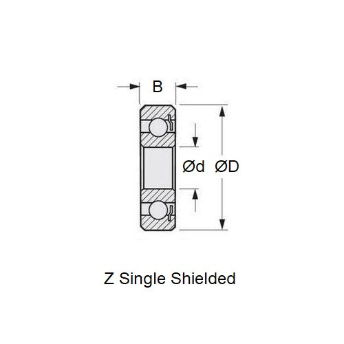 1075007 | 607-Z-MC45-T9H-AF12-J --- Single Row Ball Bearings - 7x19x6 mm Unflanged - Chrome Steel SAE 52100 - High Speed Polyamide Cage Bearing