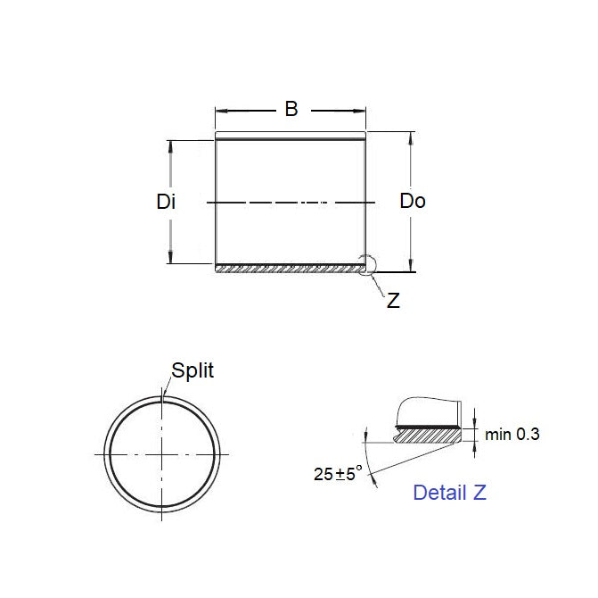 1047421 | BP0032-0048-0032-DU (5 Pcs) --- Unflanged Bushes - 3.175x4.763x3.175 mm Split - Steel DU with PTFE Bush