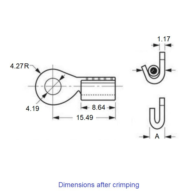 1037661 | SM-EYE (4 Pcs) --- Eye Cable Attachments - All mm - - Carbon Steel - Low Carbon Zinc Dichromate Finish Attachment