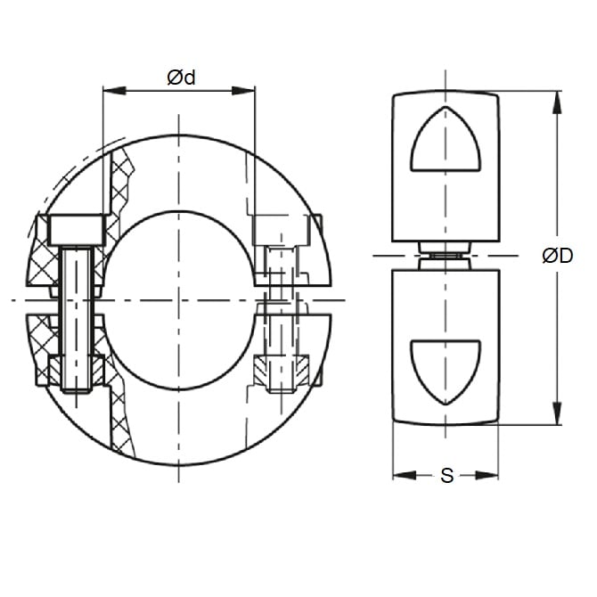 1142751 | COL-03175-052-13-2C-CS --- Shaft Collars - 31.75x52.4x12.7 mm - Steel