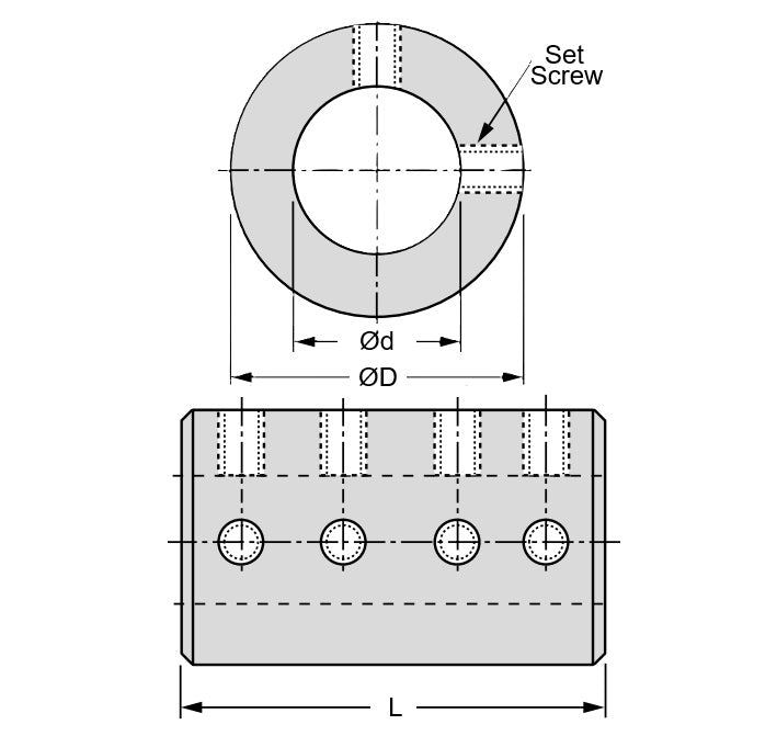 1152358 | COL-04000-060-54-LS-MS --- Shaft Collars - 40x60x54 mm - Steel - Mild