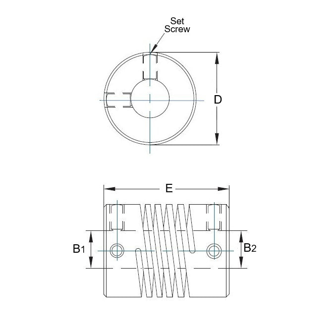 1043892 | CP-030-030-15-020-H-PA --- Helical Couplings - 3x3x15 mm Standard - Aluminium 7075-T6 Coupling