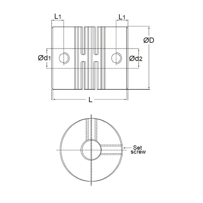 1037230 | CP-015-020-13-013-H-B6-AL-G --- Spiral 6 Beam Couplings - 1.5 2.000 Pilot Bore 12.7 mm - Aluminium
