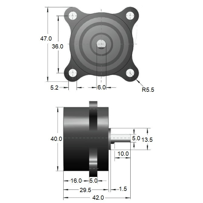 1212572 | DR-3000-B --- Rotary Dampers - 300 - +/- 80 - Ncm Bi-directional 50 RPM 50 to 400 Ncm