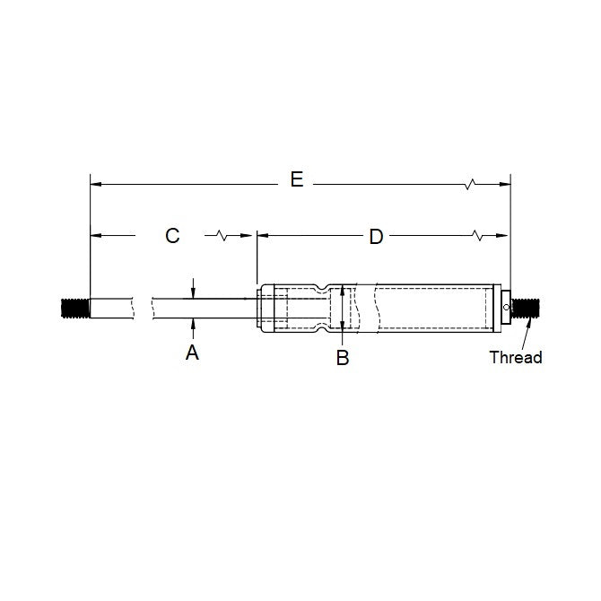1205510 | GAS5RS --- Adjustable Force Gas Springs - 199.9x464.06 mm - 66.22 KG - Steel Gas Spring