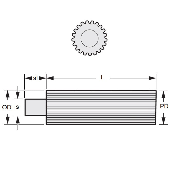 1096830 | G013L-012-D24-0076-C (Each) --- Spur Gears - 12 tooth - 12.7x76.2 mm Stock 24DP Steel - Carbon Steel Gear