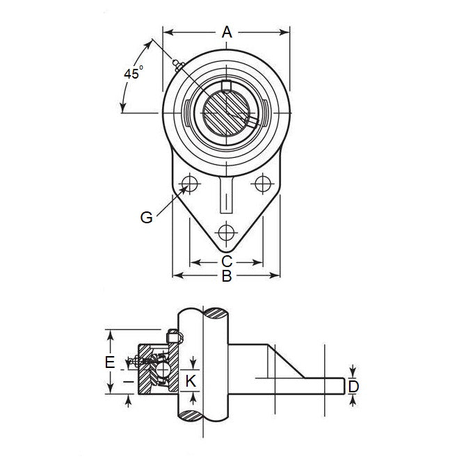 1188850 | FK204 --- Flanged Housings - 110x62x33.3 mm Offset Cast Iron - Cast Iron Housing