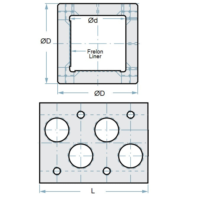 1134148 | LCSQ-0254-102-2 --- Square Housings Linear - 25.4x44.45 mm - Two Sided