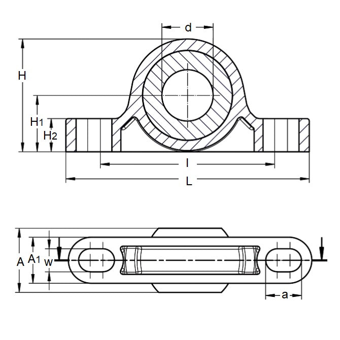 1073005 | BB-064-L280 (10 Pcs) --- Pillow Block Housing and Bearing Assembly - 6.35x44.45x19.81 mm Thermoplastic