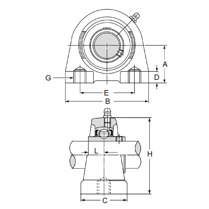 1102031 | IP-178RS --- Tapped Base Housing and Bearing Assembly - 12.7x33.325x73.025 mm Thermoplastic and Stainless