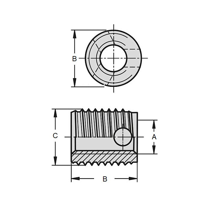 1057123 | IN-TP-048C-10-A-C (100 Pcs) --- Self Tapping Inserts - 10-24 UNC - 4.76mm - 7.4x10 mm For Aluminium - Carbon Steel Insert