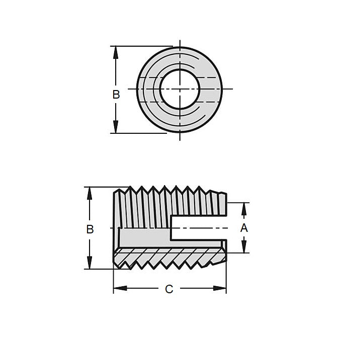 1054751 | IN-TP-042C-08-P-S3 --- Self Tapping Inserts - 8-32 UNC - 4.17mm - 5.79x8 mm For Plastics - Stainless Steel 303/304 Similar to A2, 18-8 HRB80 Insert