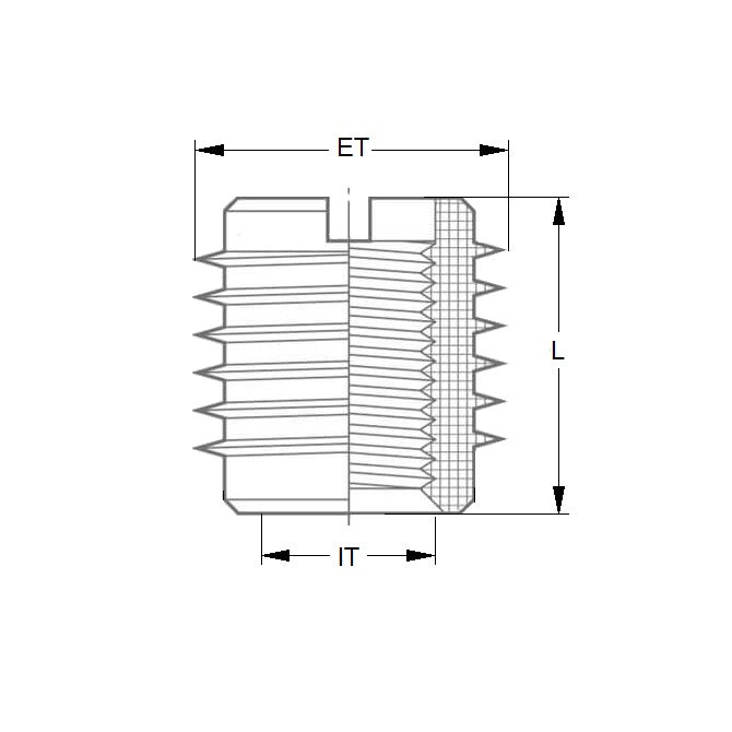 1085228 | IN-TP-095C-23-WSL --- Self Tapping Inserts - 3/8-16 UNC - 9.53mm - 12.4x23 mm For Wood - Brass Insert