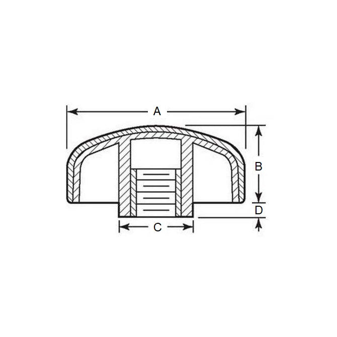 1059361 | KF048F-030-3L-SFT --- Lobe Knobs - 10-32 UNF - 4.76mm - 29.97x14 mm Three Lobe - Zinc Plated Brass Knob