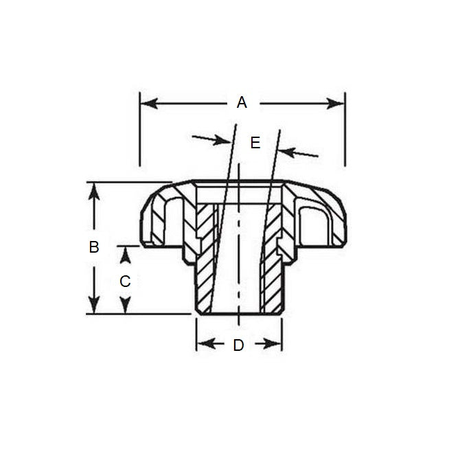 1062523 | KF050M-025-7LQA (10 Pcs) --- Lobe Knobs - M5 - 5x0.8mm - 25 - - Seven Lobe - Steel Hub Knob