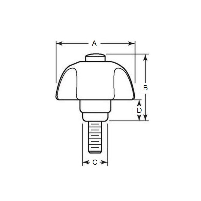 1068271 | KM060M-050-3L-SAF20 --- Lobe Knobs - M6 - 6x1mm - 50x20 mm Three Lobe - Plastic with Insert Knob