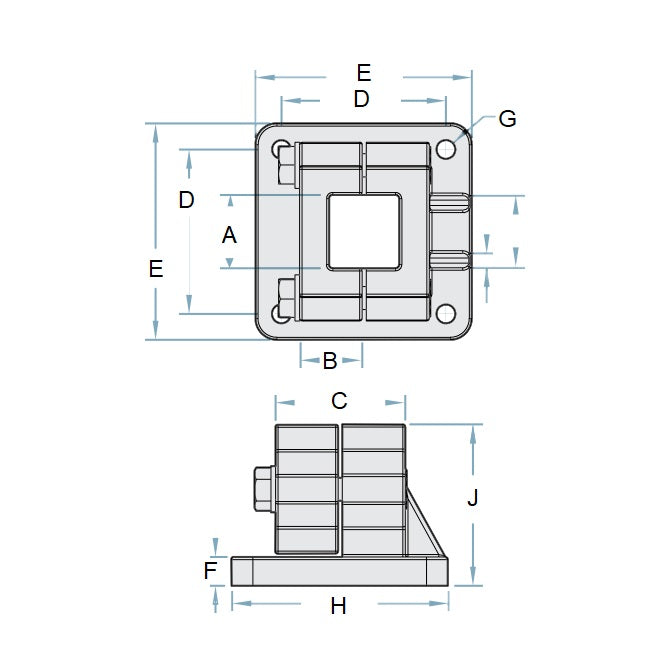 1149356 | LCSQCL-0381-F --- Housing Clamps Square Linear - 38.1 mm Flanged Base 33.99 mm