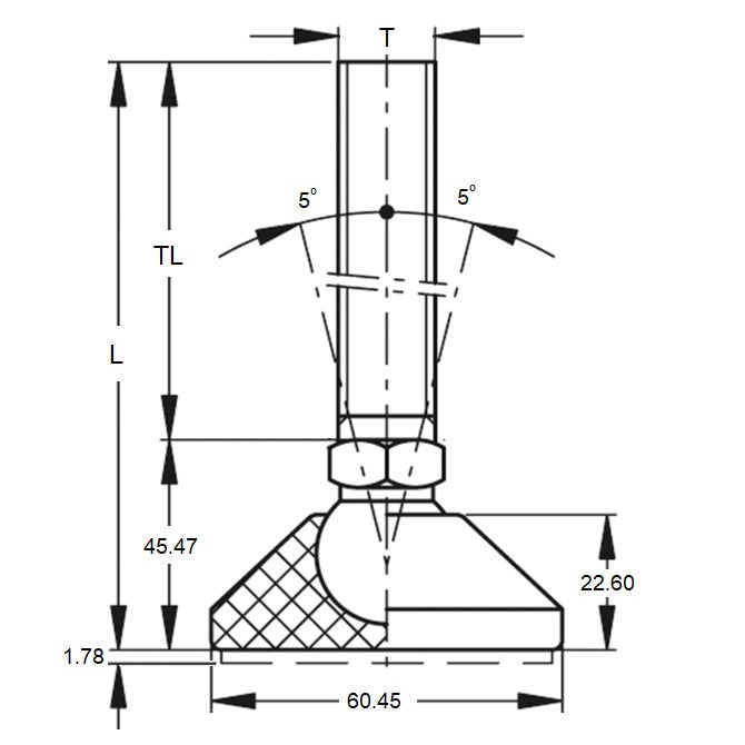 1120887 | MLM-191C-150-S3NY-LA0LH --- Levelling Studded Mounts - 3/4-10 UNC - 19.05mm - 101.6x18.5 mm Light Duty - Stainless Steel Mount