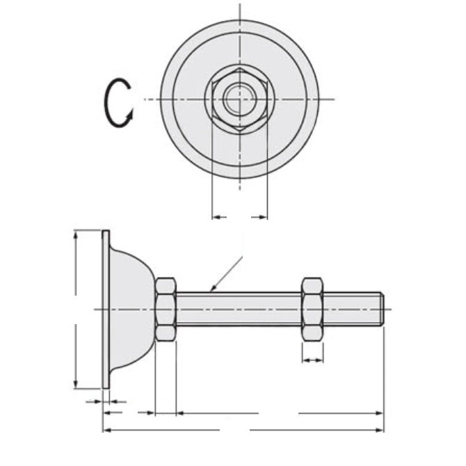1123931 | MLM-200M-120-S4-ECO --- Levelling Studded Mounts - M20 - 20x2.5mm - 75x35 mm Economy - Stainless Steel 304 Similar to A2, 18-8 HRB80 Mount